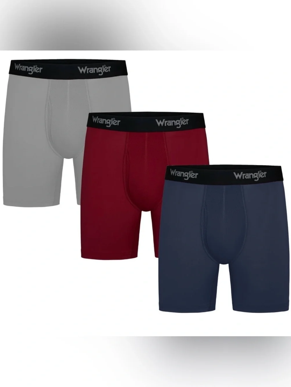 Wrangler Cool Carpenter 6” Boxer Briefs Men’s Underwear Gray, Red, & Blue